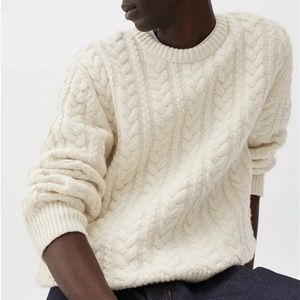 ARKET Cable-Knit Wool Jumper men’s size M cream fisherman sweater